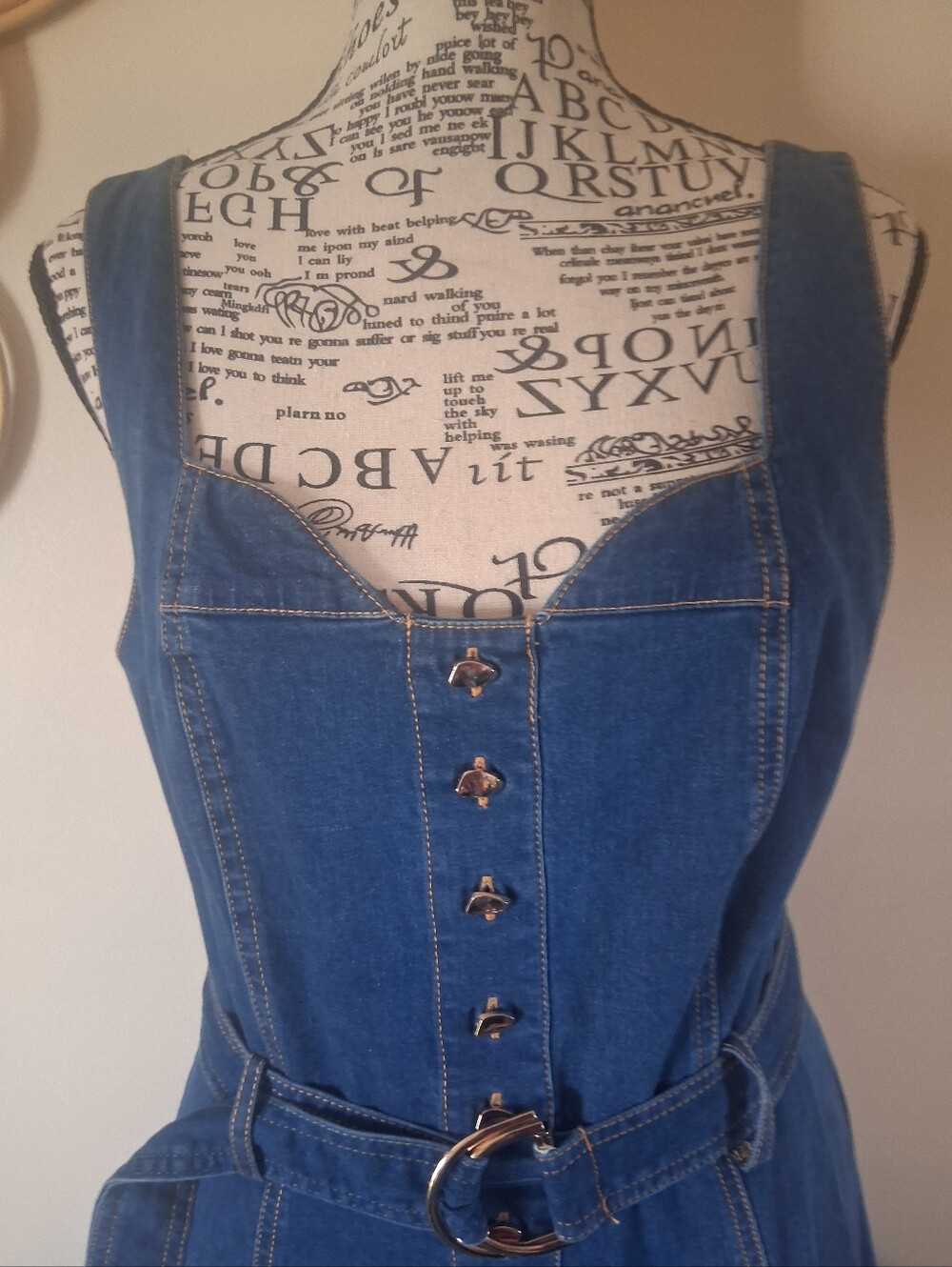 Jason Wu Sleeveless Denim Midi Dress with Belt - Blue Size 4 P2P 18 - Picture 3 of 10